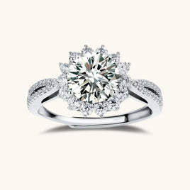GRA Certified Moissanite Diamond Stellar Halo Ring 925 Sterling Silver VVS1 | Olaty