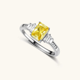 GRA Certified 1 CT VVS1 Yellow Radiant Moissanite Diamond Ring in 925 Sterling Silver | Olaty