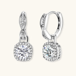 GRA Certified 1 CT VVS1 Moissanite Diamond Halo Drop Earrings in 925 Sterling Silver | Olaty