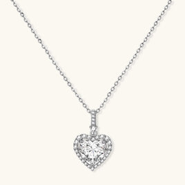 GRA Certified 1 CT VVS1 Moissanite Diamond Heart Pendant Necklace in 925 Sterling Silver | Olaty