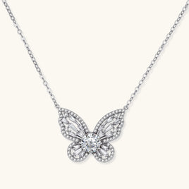 GRA Certified 1 CT VVS1 Moissanite Diamond Butterfly Pendant Necklace in 925 Sterling Silver | Olaty
