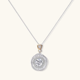 GRA Certified 2 CT VVS1 Moissanite Diamond Halo Pendant Necklace in 925 Sterling Silver | Olaty