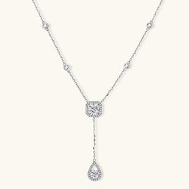 GRA Certified 1 CT VVS1 Moissanite Diamond Celestial Balance Lariat Necklace in 925 Sterling Silver | Olaty