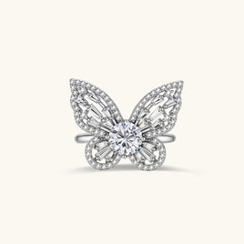 GRA Certified 1 CT VVS1 Moissanite Diamond Butterfly Ring in 925 Sterling Silver | Olaty