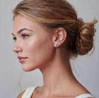 Pink Moissanite Spark Blush Halo Stud Earrings | Olaty