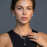 Blue Moissanite Spark Lucky Clover Jewelry Set | Olaty