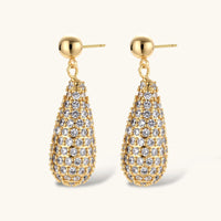 Pair of crystal teardrop drop earrings with pavé zirconia detailing | Olaty