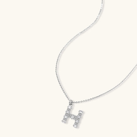H initial Zirconia pendant necklace with delicate chain | Olaty