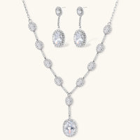 Celestial Cascade white gold plated zirconia necklace and drop earrings set | Olaty