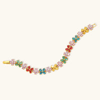 Garden Bloom multicolor floral bracelet with alternating flower motifs and zirconia stones | Olaty