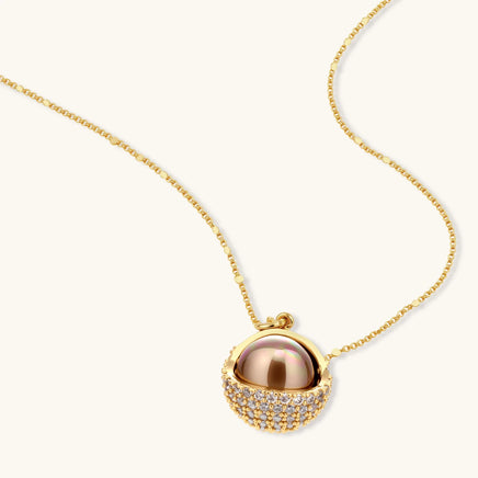 Solar sphere pendant necklace with polished dome and sparkling Zirconia setting | Olaty