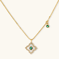Emerald Bloom pendant necklace with green zirconia and floral motif | Olaty