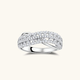 GRA Certified Moissanite Diamond Infinity Crossover Ring Adjustable 925 Sterling Silver VVS1 | Olaty