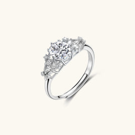 GRA Certified Moissanite Diamond Oval Promise Ring Adjustable 925 Sterling Silver VVS1 | Olaty