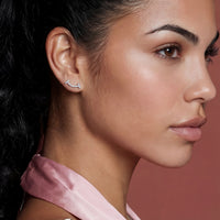 Blue Moissanite Spark Cosmic Arc Climbers Earrings | Olaty
