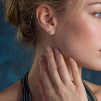 Yellow Moissanite Spark Sunburst Halo Studs Earrings | Olaty