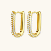 Pair of gold-plated pavé crystal huggie hoop earrings | Olaty