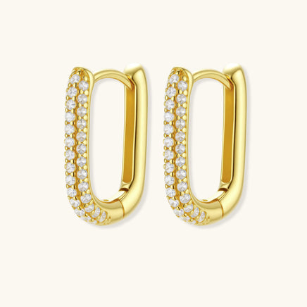 Pair of gold-plated pavé crystal huggie hoop earrings | Olaty