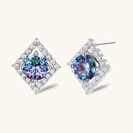 GRA Certified Multicolor Moissanite Diamond Prism Dreams Stud Earrings 925 Sterling Silver VVS1 | Olaty