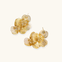 Feminine Aura Golden Bloom Double Earrings | Olaty