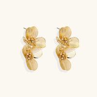 Feminine Aura Golden Bloom Double Earrings | Olaty