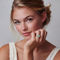 Green Moissanite Spark Emerald Glow Halo Ring | Olaty