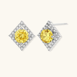 GRA Certified Yellow Moissanite Diamond Golden Halo Stud Earrings 925 Sterling Silver VVS1 | Olaty