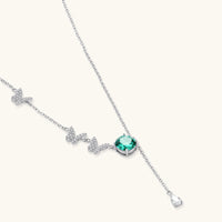 Green Moissanite Spark Butterfly Dreams Lariat Necklace | Olaty