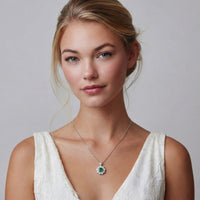 Green Moissanite Spark Daisy Bloom Necklace | Olaty