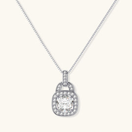 Moissanite Spark Cushion Halo Necklace Pendant | Olaty