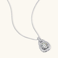 Moissanite Spark Cushion Halo Necklace | Olaty