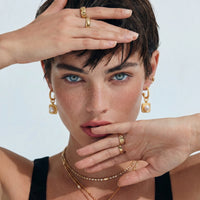 Vermeil Glow Golden Pearl Drop Hoops Earrings | Olaty