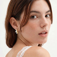 Feminine Aura Pearl Trio Curve Studs Earrings | Olaty
