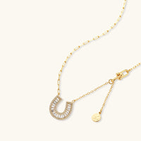 Gold horseshoe crystal pendant necklace with adjustable chain | Olaty