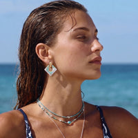 Painted Garden Dream Marble Diamond Drops Earrings | Olaty