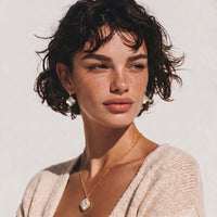 Feminine Aura Golden Halo Pearl Necklace Pendant | Olaty