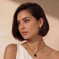 Vermeil Glow Ripple Drop Agate Earrings | Olaty