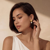 Vermeil Glow Petal Drop Pearl Earrings | Olaty