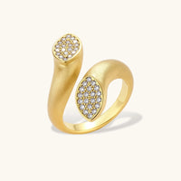 Dual Spark sculptural gold-plated open ring with sparkling zirconia details | Olaty