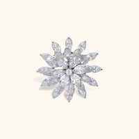 Starflower Crystal Statement Brooch with layered marquise-cut clear zirconia petals in a radiant floral design | Olaty