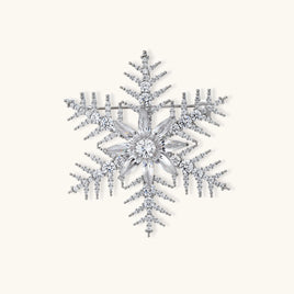 Winter Crystal Snowflake Statement Brooch with clear zirconia and intricate branching snowflake design | Olaty