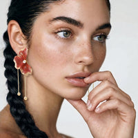 Painted Garden Coral Bloom Drops Earring | Olaty