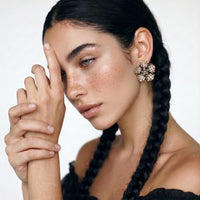 Painted Garden Crystal Bloom Statement Earrings | Olaty