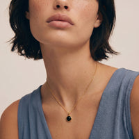 Vermeil Glow Midnight Agate Circle Necklace Pendant | Olaty