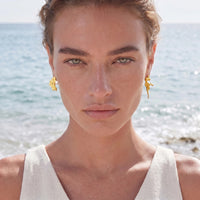 Vermeil Glow Coral Reef Asymmetrical Studs Earrings | Olaty
