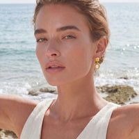 Vermeil Glow Golden Bloom Pearl Drops Earrings | Olaty