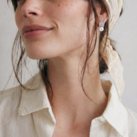 Feminine Aura Luna Pearl Dome Studs Earrings | Olaty