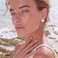 Feminine Aura Sunburst Pearl Studs Earrings | Olaty