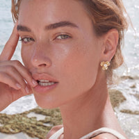 Feminine Aura Bloom Pearl Studs Earrings | Olaty