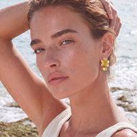 Feminine Aura Golden Bloom Double Earrings | Olaty